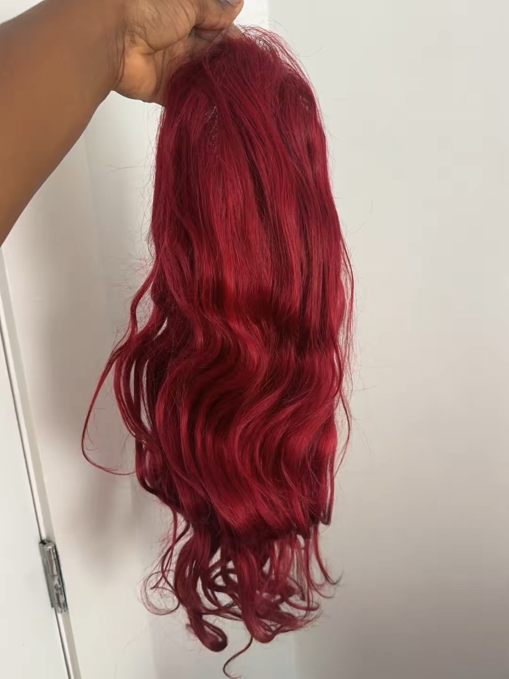 Vibrant Burgundy Wavy Women’s Hairpiece - Deep Red body waves lace front 28 inch